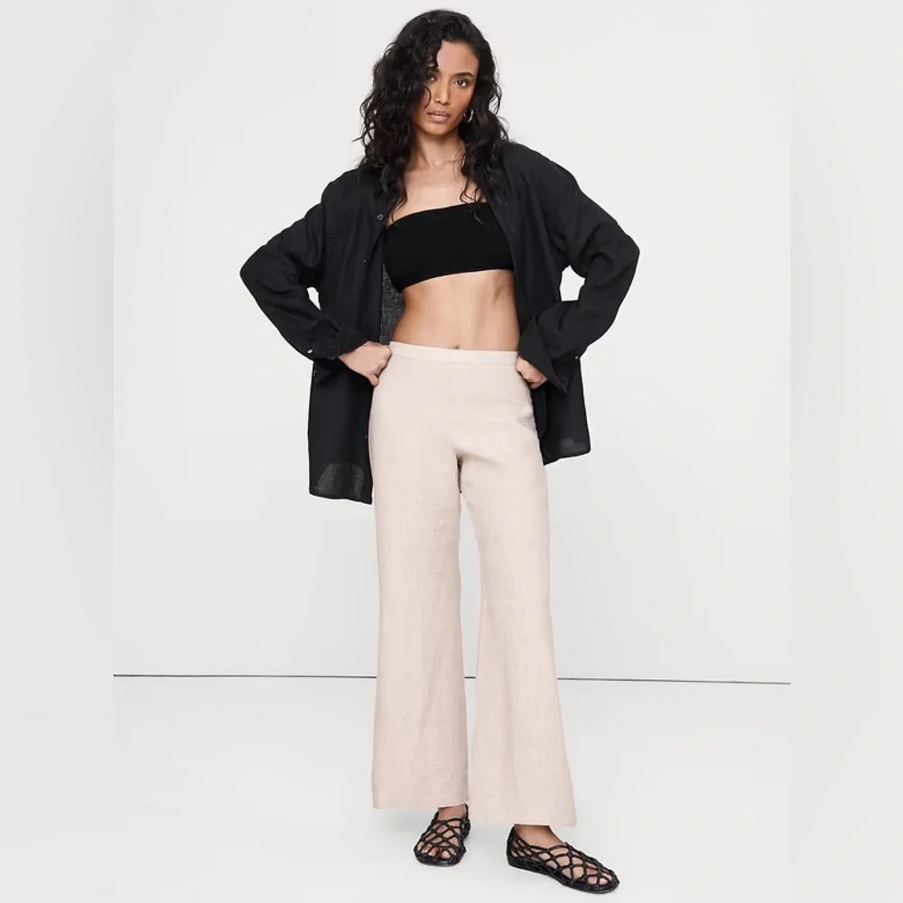 NEW! Banana Republic Mid-Rise Kick-Flare Linen Ankle Pant - Size 12 LONG